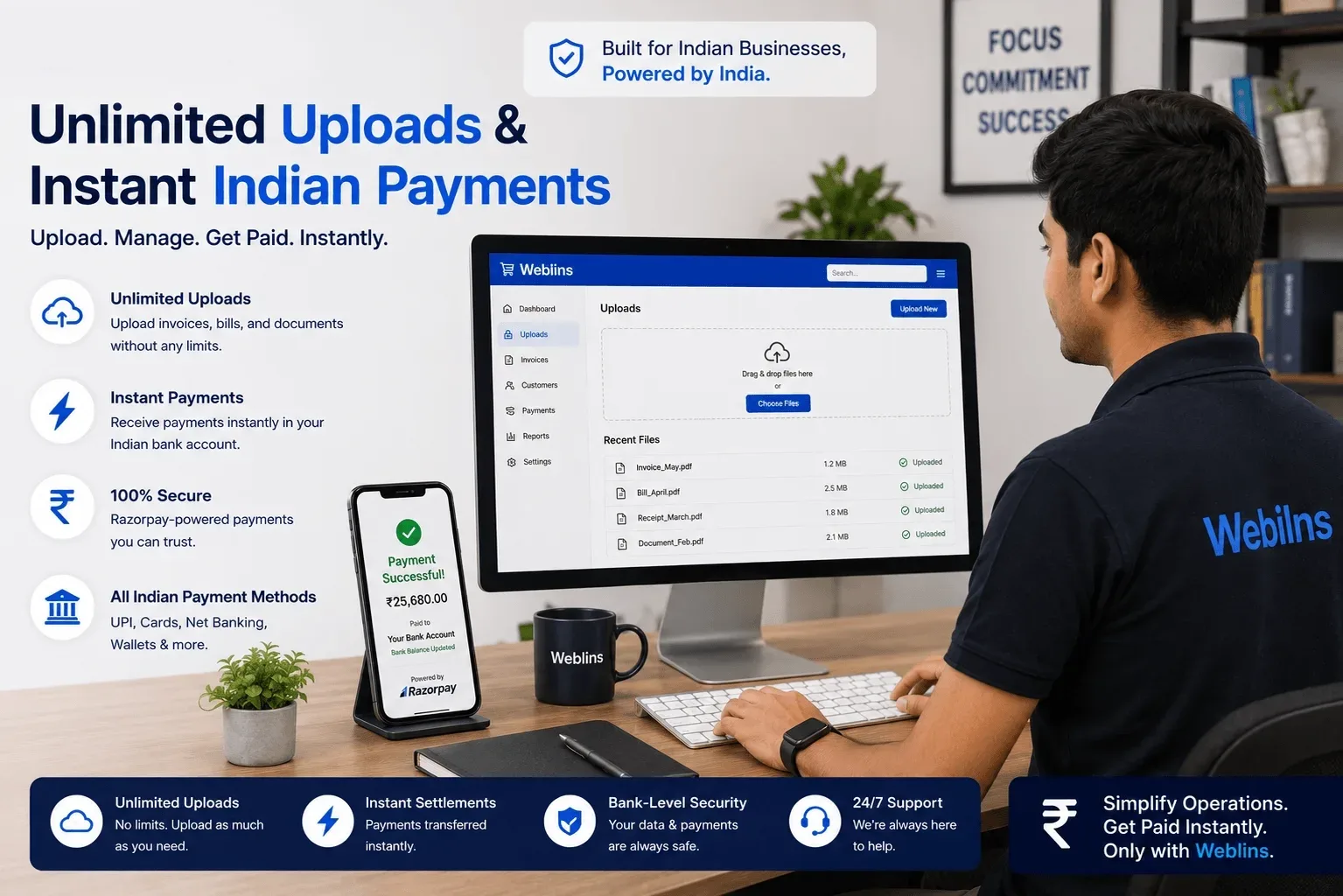 Customer completing secure online UPI payment transaction